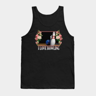 I Love Bowling Floral Tank Top